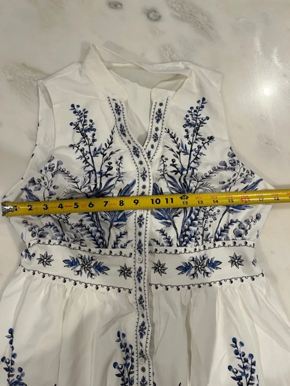 NWT Cupshe White Blue Floral Sleeveless Dress - Picture 9 of 11